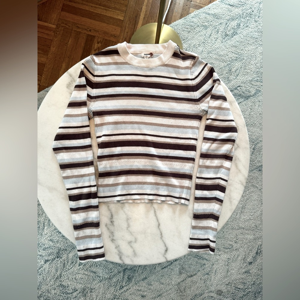 GARAGE striped long sleeve tight shirt